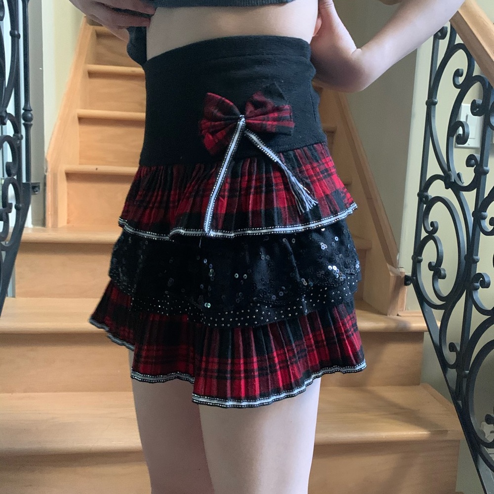 Black and Red Layered Skirt